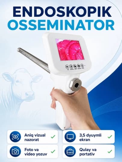 Endoskopik osseminator - Qoramollar uchun 3,5 dyuymli ekranl